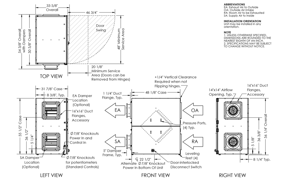 Dimensional drawing for the TRCeN1200H model.